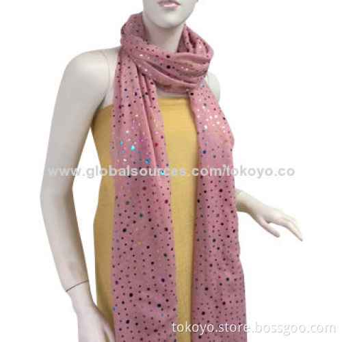 Viscose scarf with all over holographic silver foil, for ladies fashion accessories